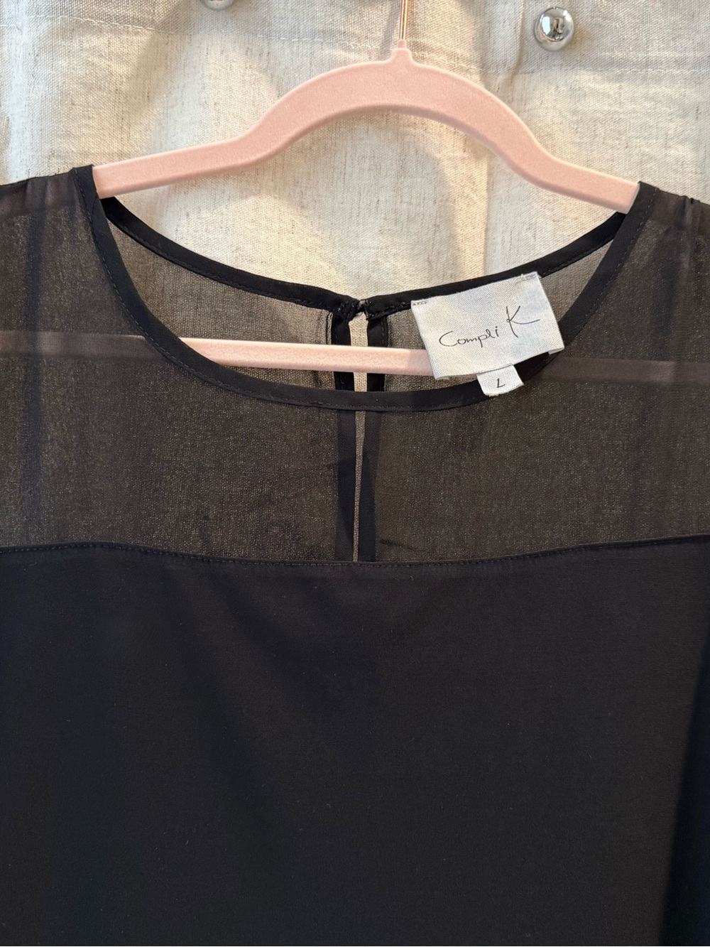 Compli K Black Sheer Yoke Top - Picture 4 of 5